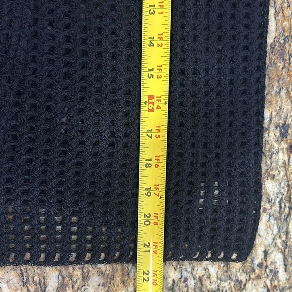 Beyond Threads Black Baby Alpaca Open Knit Drape Front Cardigan Size M - Picture 9 of 9